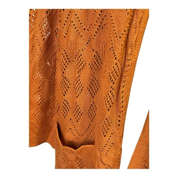 NEW Market & Spruce Pumpkin Oversize Long-Sleeve Open Long Cardigan with Pockets - Picture 5 of 8